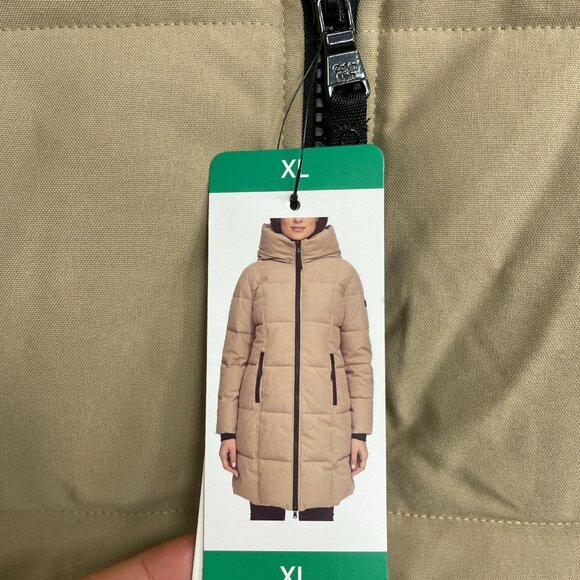 NEW Calvin Klein Women's XL Hooded Puffer Coat Tan Faux Fur Lining - Picture 11 of 15